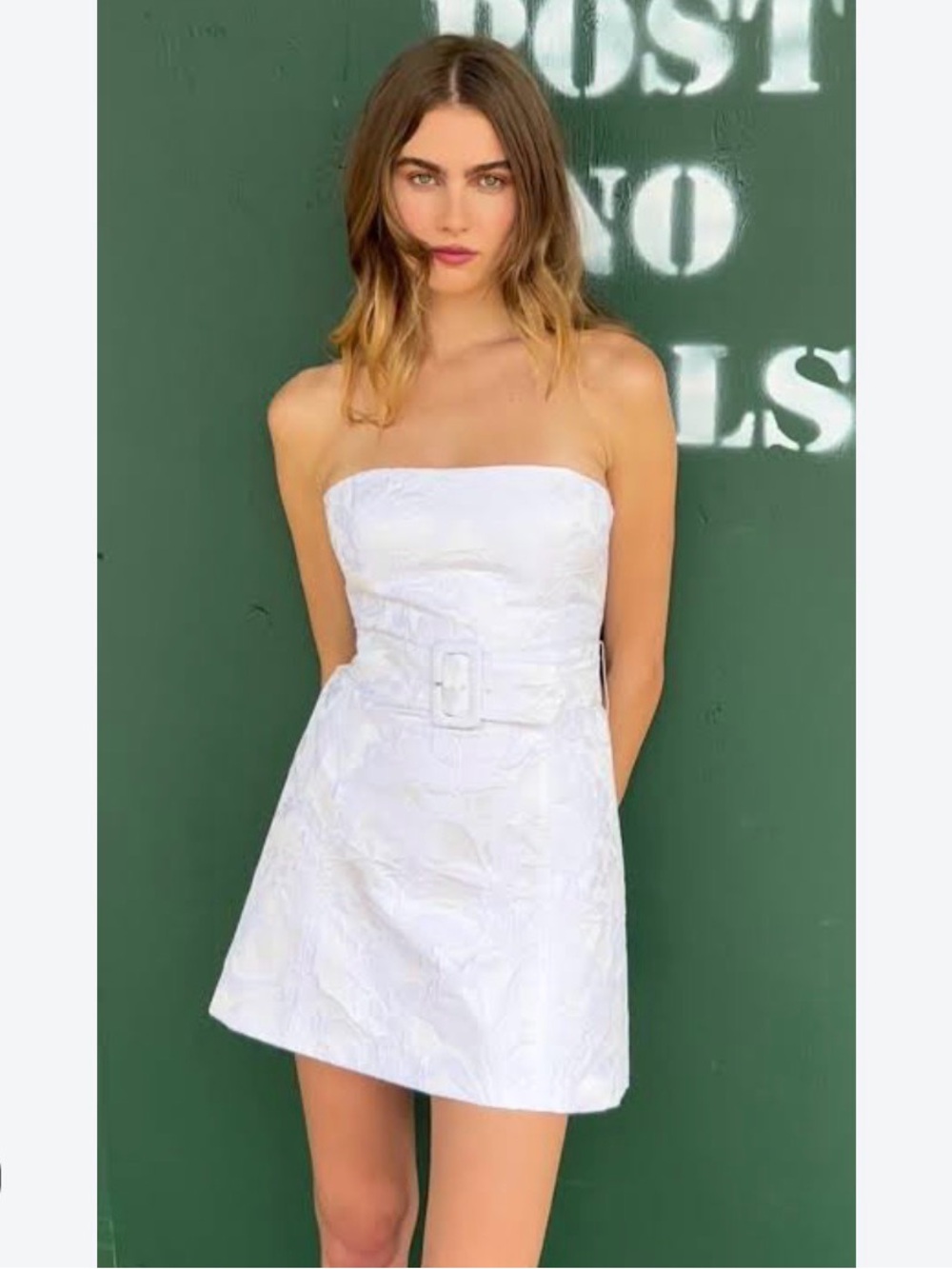 Amanda Uprichard Structure Mini Strapless Dress With Belt Size Small Retail $298